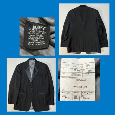 Stafford Black Tuxedo Jacket 100% Wool Sz 38R Classic Fit Single Vent EUC Formal - Image 1 of 4