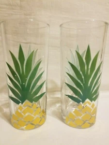 Pair Midcentury Pineapple Print Tumblers Glasses, MCM, 1960’s 2 - Picture 1 of 5