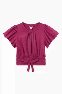 HABITUAL Kids Girl's Flounce Wrap Top Dark Pink - Picture 1 of 6