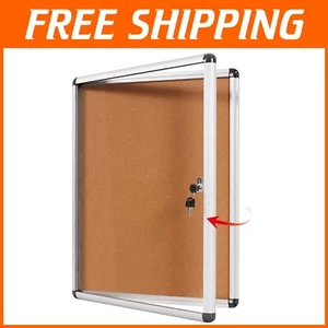 Professional Lockable Cork Board 20" x 14" - Perfect for Offices and Schools - Picture 1 of 11