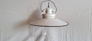 Alt Antik Emaille Bauhaus Glaskolben Decken Lampe Lampenschirm Email Emailliert - Bild 1 von 7