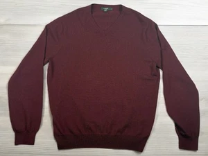 Suéter J Crew Para Hombres Borgoña Para Hombres L Cuello en V Pullover Italiano Lana Merino Preppy - Imagen 1 de 6