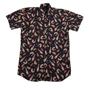 Vintage Tabasco Shirt Mens Large Button Up Hot Sauce Shrimp Chili Party Print - Picture 1 of 12
