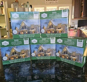LED Holiday Christmas Icicle Lights 300 Count Warm White 5 BOXES NEW White Wire - Picture 1 of 16