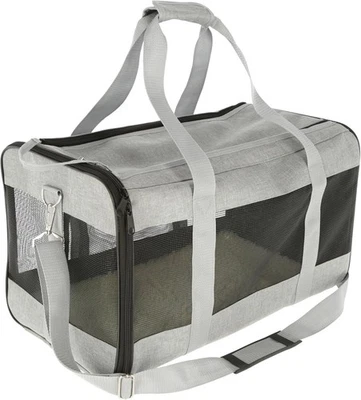 Kerbl Tragetasche Hunde/katzen bis 12kg, Grau/schwarz, mit Henkel & Gurt - Bild 1 von 4