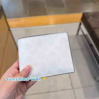 NWT Coach Men's 3-In-1 Wallet In Signature Canvas cw380 Chalk & Black - Image 1 of 4