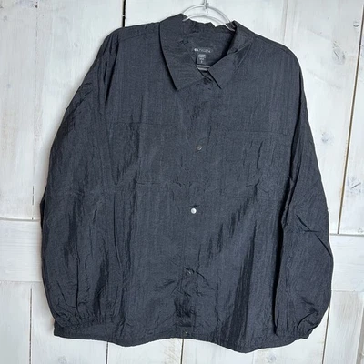 Camisa Athleta Lunar Brillo a Presión Bolsillos Grandes Ligera Talla Grande Negra NUEVA Foto 1 de 4