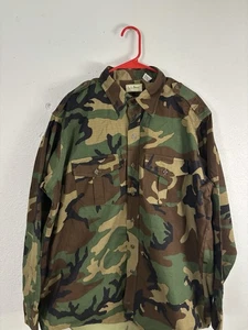 Camisa camuflada LL Bean vintage para hombre XL 17-17,5 camisa de caza al aire libre 100 % algodón - Imagen 1 de 5