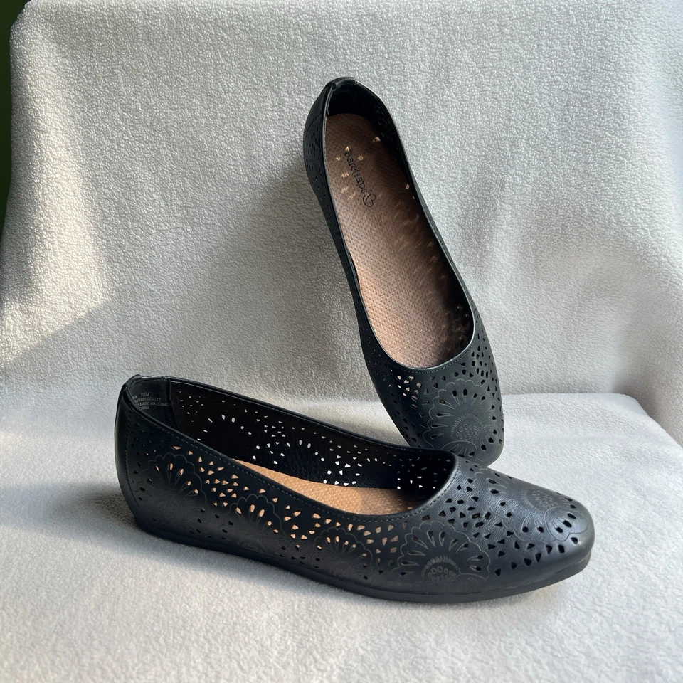 Zapatos de cuña Baretraps para mujer talla 10 sin cordones con recorte oculto bailarina negros Foto 1 de 4