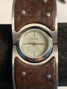 Beautiful Fossil Watch Women's Bracelet All Stainless- Steel with Leather - Picture 1 of 12