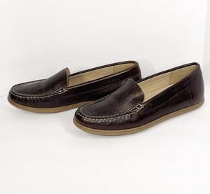 Ecco Womens Leather Loafers Slip On Minimalist Office Brown Comfort 39/8-8.5 - Picture 1 of 17