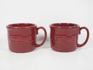 2 Longaberger Pottery Woven Traditions Paprika Red Souper Oversized Mugs * - Picture 1 of 4