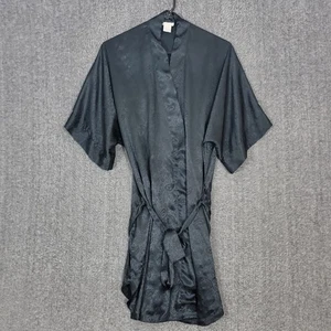 Lencería Kimono Vintage Laura Adams Bata Mujer S M L Negro Satinado Paisley - Imagen 1 de 14