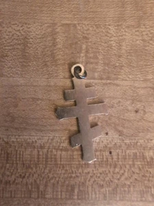 Vintage Blue Orthodox Cross Charm Gold Toned - Picture 1 of 2