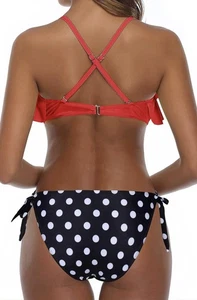 NWT Tempt Me Sexy Red Polka Dot 2pc Ruffle Flounce Bikini Swimsuit Women’s XS - Picture 1 of 8