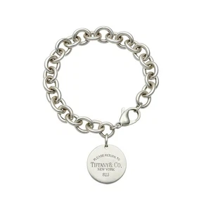 "Brazalete Tiffany & Co. Return to Tiffany etiqueta redonda - plata de ley 925, 6,75""" - Imagen 1 de 3