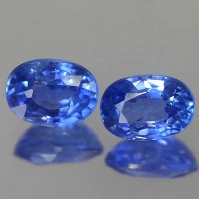 0.77CT RAVISHING VVS PAIR OVAL HEATED ONLY CEYLON BLUE SAPPHIRE NATURAL - Image 1 of 3