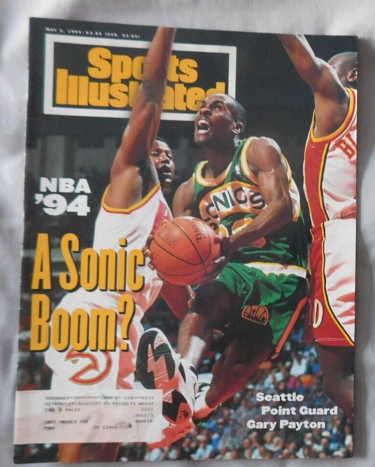 Gary Payton Seattle SuperSonics NBA 94 2 de mayo 1994 Sports Illustrated Ex Foto 1 de 1