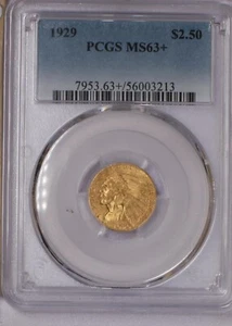 1929 Gold Indian $2.50 PCGS MS63+. Free shipping. - Picture 1 of 4