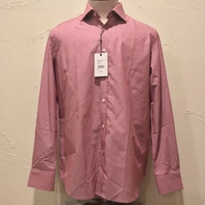 NWT $168 Robert Graham Mens Size 42 16.5 Burgundy Red Long Sleeve Dress Shirt - Picture 1 of 5