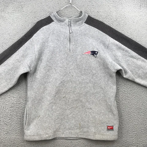 Nike Sweater Adult XL Gray New England Patriots Pullover 1/4 Zip Pullover 32034 Cover