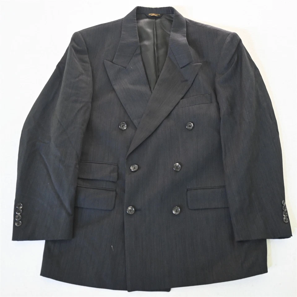 Vtg USA Made 42S Gray Birdseye Wool Double Breasted Blazer Jacket Sport Coat - Image 1 of 4
