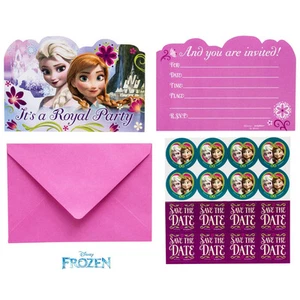 Frozen Party Supplies INVITES INVITATIONS Pack OF 8, SEALS, Envelopes, Stickers - Picture 1 of 5