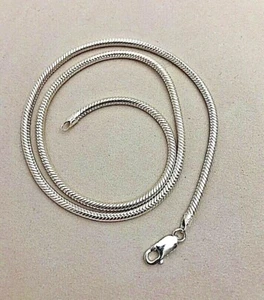 Collar de cadena de serpiente de plata de ley .925 3 mm redondo pesado 20" 22" - Imagen 1 de 8