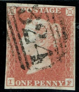 1841 1d Rojo Pl 89 IF Fino ""324"" Número GUERNSEY Fino Usado  - Imagen 1 de 1