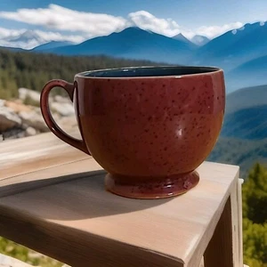 Denby HARLEQUIN Breakfast Cup, 14 oz / Burgundy & Teal Speckled Excellent - Picture 1 of 6
