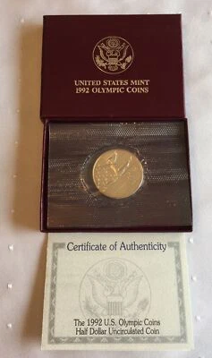1992 U.S OLYMPIC HALF DOLLAR Uncirculated Coin WITH/ COA US MINT Sealed in Box - Image 1 of 4