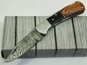 Custom Handmade Damascus Blade Hunting Folding Knife Hunting Full Tang Knife - Picture 1 of 10