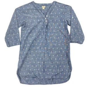 Hatley Nautical Anchor Print Womens M Shirt Denim Tunic Top - Picture 1 of 10