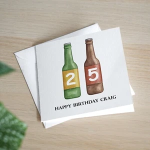 Personalised 25th Birthday Card For Him Handmade Beer Birthday Card For Grandson - Picture 1 of 2