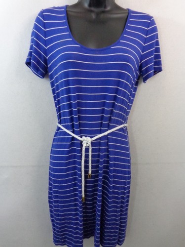 VETEMENTS Abito Calvin Klein donna 4 blu bianco manica corta tubino vestito con cintura