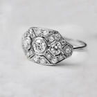 2.00 Ct Round Cut White Moissanite Art Deco Engagement Ring in Steling Silver
