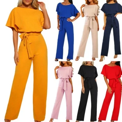 Lässiger Lockerer Kurzärmeliger Hosenoverall Für Damen Mit Gürtel S-3Xl❥ , - Bild 1 von 4