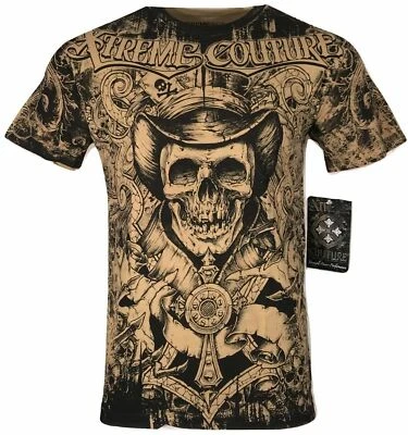 Xtreme Couture Affliction 男式 T 恤 CONJURING Skull 纹身骑手 S-5XL — 第 1/4 张图片