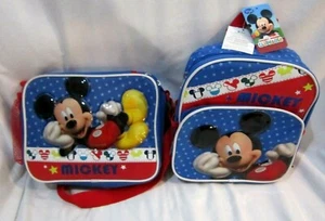 MICKEY MOUSE LYING DOWN 10" RED,WHITE&BLUE TODDLER BACKPACK& 9.5" LUNCHBOX-NEW! - Picture 1 of 4