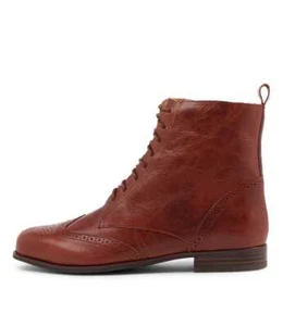 New Ziera Thron Xf Cognac Leather Ankle Boots Womens Shoes Casual Boots Ankle - Picture 1 of 5