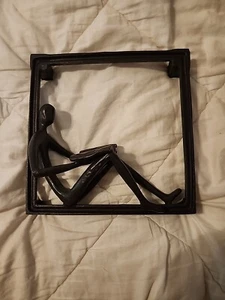 Reader In Window Square Cast Iron Sculpture Decorative Wall Hanging Or Freestand - Picture 1 of 3