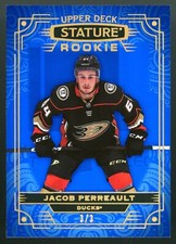 2022/23 Upper Deck Stature Blue Photo Variant Rookie Jacob Perreault /3 (JE56)