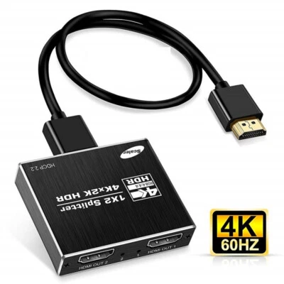 HDMI v2.0 Splitter 1 In 2 Out HDCP 2.2 4K@60Hz UHD 3D Ultra HD For PS3 PS4 DVD - Bild 1 von 4