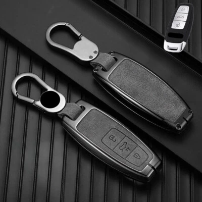 For Audi A3 A6 A7 A8 S8 Q8 S3 S6 RS6 Zinc Alloy Leather Car Key Fob Case Cover - Image 1 of 4
