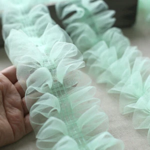 5 Yards Lace Trim Ruffled Mesh Webbing Tulle Solid Edging DIY Dress Sewing UK - Picture 1 of 9
