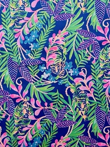 ~ Lilly Pulitzer Fabric - Cotton Poplin”Colourful Tiger” 18”x28” #136 - Picture 1 of 4