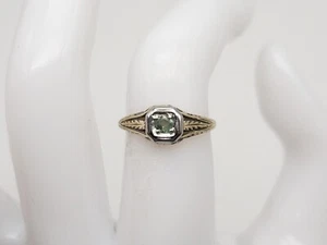 Anello antico anni 20 $2000 0,33 ct alessandrite naturale oro giallo 18 kt filigrana - Foto 1 di 7