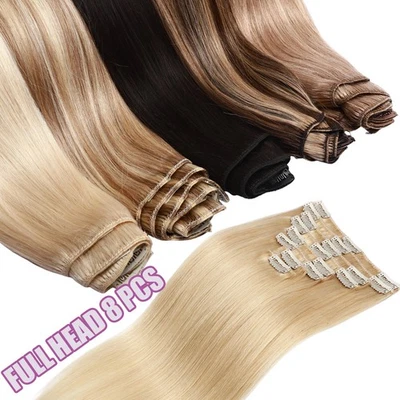 100% Human Hair Extensions Clip In Real Remy Hair Extensions Full Head CLEARANCE - Image 1 of 4