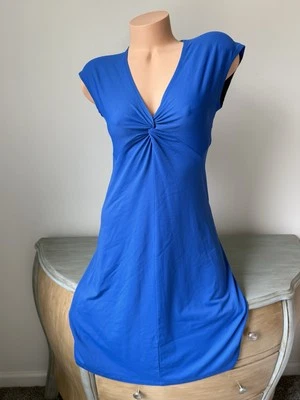 Patagonia Bandha Twist Dress M Surplice Cobalt Blue Summer Beach Knot Coastal V - Image 1 of 4