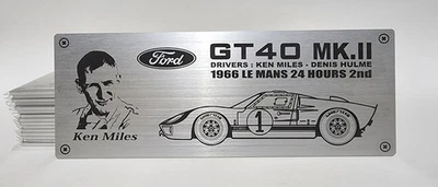 1/10 Ford GT40 MK2 #1 Second 24h Le Mans 1966 Metal Name Plate Plaque for Exoto - Image 1 of 2